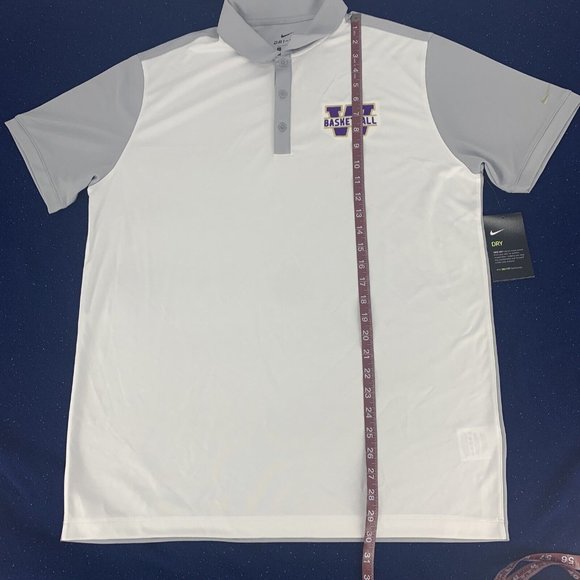 Men's Nike Dri Fit Polo Shirt Washington Huskies‎ Basketball White Gray L NWT - Picture 7 of 10